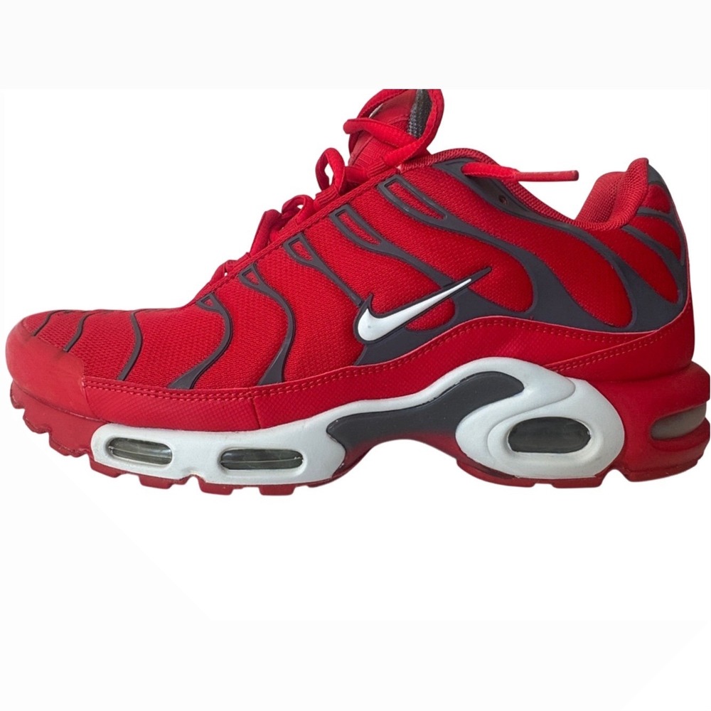 Nike Air Max Plus Mens 11.5 Red Charcoal Tuned Air Sneakers 852630-600